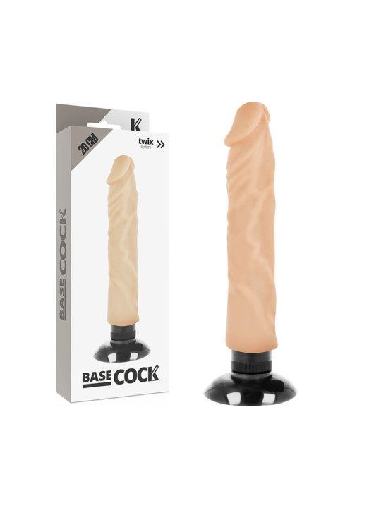 VIBRADOR REALISTA 2 EN 1 20 CM TPE SEGURO Y FLEXIBLE DE LA MARCA BASECOCK