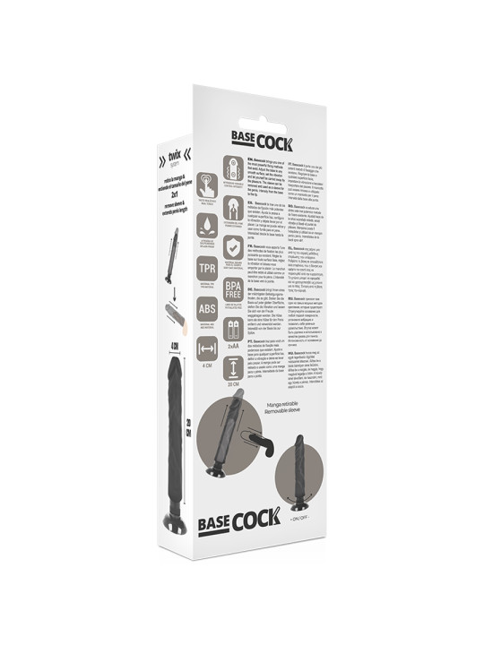 VIBRADOR REALISTA 2 EN 1 20 CM TPE SEGURO Y FLEXIBLE DE LA MARCA BASECOCK