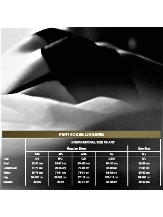 PANTIES DE ENCAJE ADORE ME NEGRO S/M - LENCERÍA SEXY DE LA MARCA PENTHOUSE THONG
