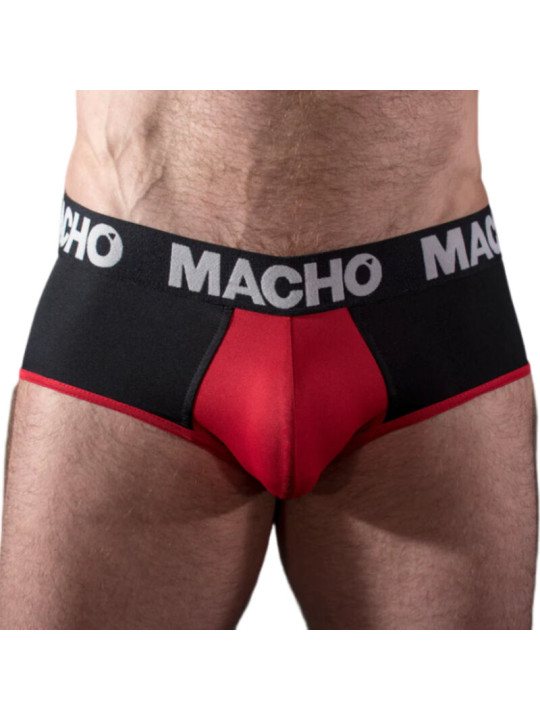 SLIP MACHO LYCRA REALCE GENITALES NEGRO/ROJO DE LA MARCA MACHO UNDERWEAR