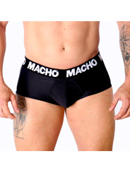 SLIP MACHO NEGRO CON REALCE Y LYCRA TRANSPIRABLE DE LA MARCA MACHO UNDERWEAR
