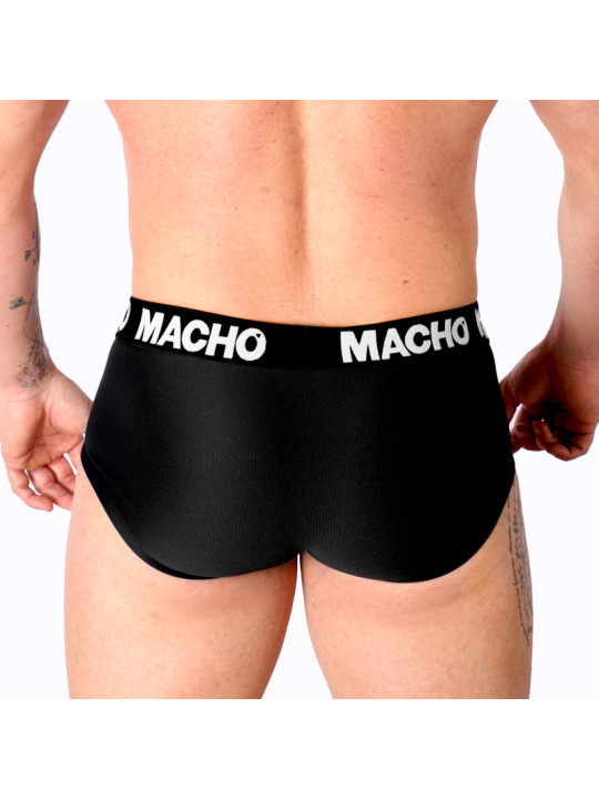 SLIP MACHO NEGRO CON REALCE Y LYCRA TRANSPIRABLE DE LA MARCA MACHO UNDERWEAR