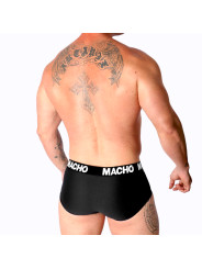 SLIP MACHO NEGRO CON REALCE Y LYCRA TRANSPIRABLE DE LA MARCA MACHO UNDERWEAR