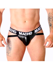 JOCK CUERO NEGRO FETISH MACHO POLIPIEL ELASTICO DE LA MARCA MACHO UNDERWEAR
