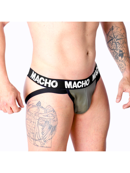 JOCK FETISH CUERO ELASTICO GRIS BEIGE S DE LA MARCA MACHO UNDERWEAR