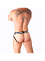 JOCK FETISH CUERO ELASTICO GRIS BEIGE S DE LA MARCA MACHO UNDERWEAR
