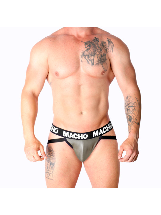 JOCK FETISH CUERO ELASTICO GRIS BEIGE S DE LA MARCA MACHO UNDERWEAR
