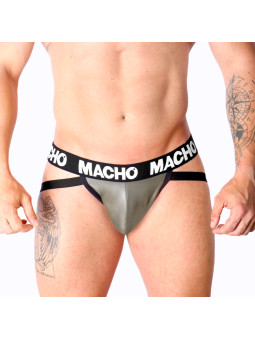 JOCK FETISH CUERO ELASTICO GRIS BEIGE S DE LA MARCA MACHO UNDERWEAR