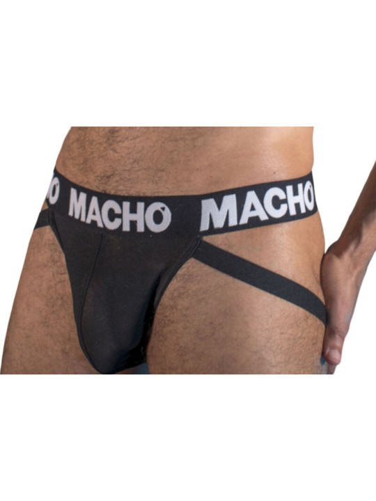 SUSPENSORIO SEMITRANSPARENTE NEGRO ELASTICO MX25NN DE LA MARCA MACHO UNDERWEAR