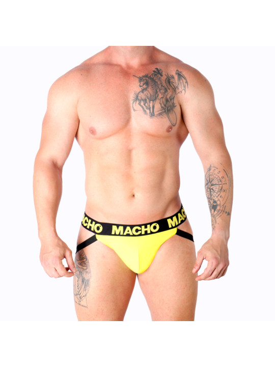 JOCKSTRAP AMARILLO LYCRA TRASERO AL AIRE MX25A DE LA MARCA MACHO UNDERWEAR
