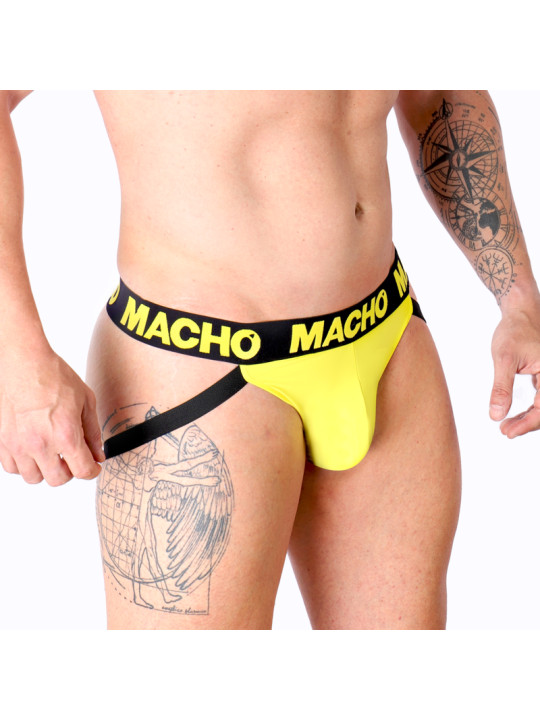 JOCKSTRAP AMARILLO LYCRA TRASERO AL AIRE MX25A DE LA MARCA MACHO UNDERWEAR