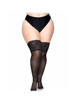 MEDIAS NEGRAS AUTOADHESIVAS CON ENCAJE ANCHO LEG AVENUE DE LA MARCA LEG AVENUE HOSIERY