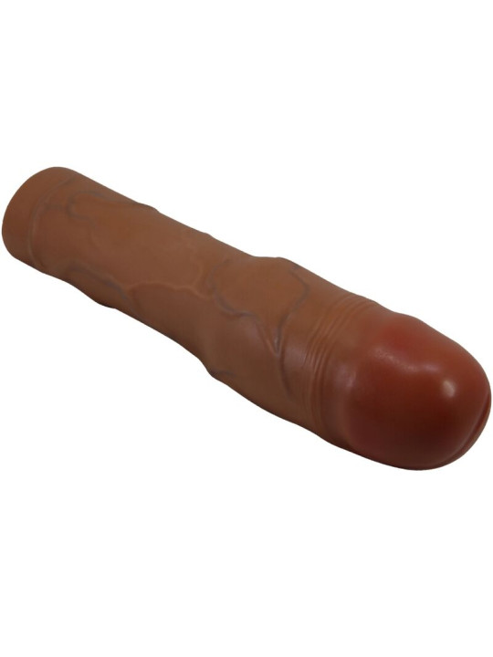 FUNDA PARA PENE KYLIAN CON EXTENSIÓN 7.6 CM MULATO DE LA MARCA PRETTY LOVE