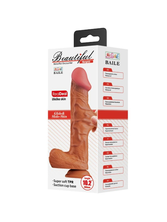 DILDO REALÍSTICO 26 CM CON VENTOSA Y TEXTURA VENAS DE LA MARCA BAILE