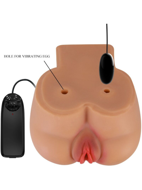MASTURBADOR REALISTA DOBLE ENTRADA VIBRADOR CONTROL REMOTO DE LA MARCA CRAZY BULL
