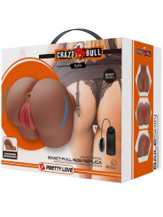 MASTURBADOR REALISTA DOBLE ENTRADA VIBRADOR CONTROL REMOTO DE LA MARCA CRAZY BULL