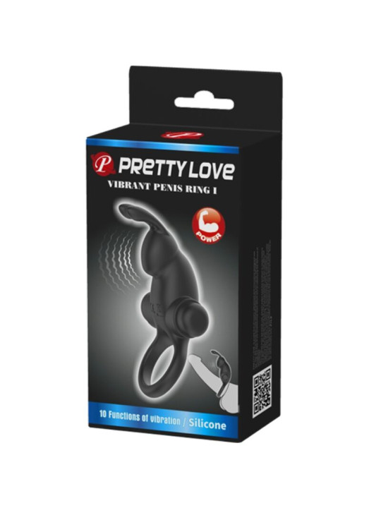 ANILLO VIBRADOR RABBIT CLÍTORIS 10 MODOS NEGRO PRETTY LOVE DE LA MARCA PRETTY LOVE
