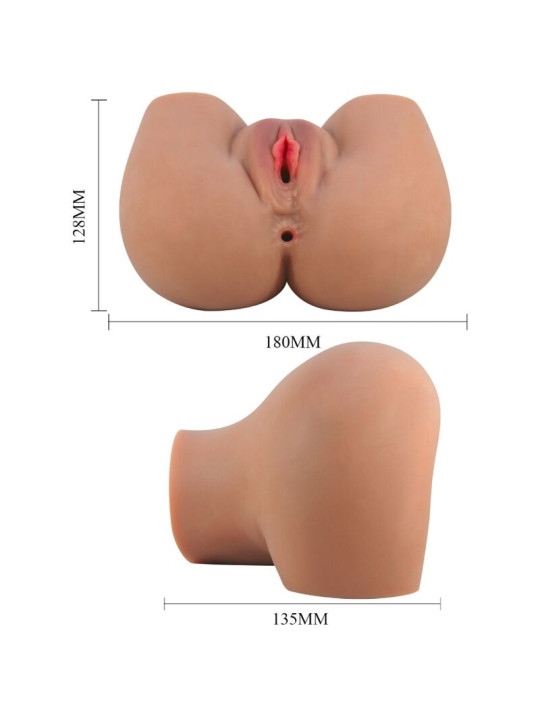 MASTURBADOR REALISTA DOBLE ENTRADA VIBRADOR CONTROL REMOTO DE LA MARCA CRAZY BULL