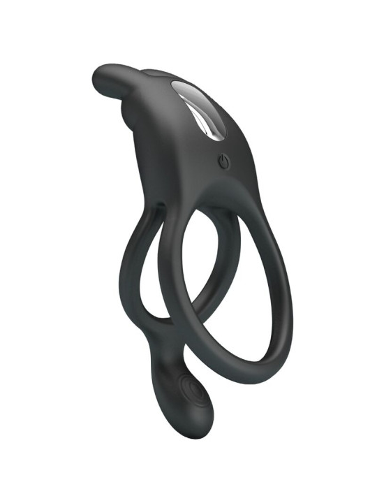 PRETTY LOVE - SETH DOBLE ANILLO VIBRADOR RABBIT 7 VIBRACIONES NEGRO DE LA MARCA PRETTY LOVE