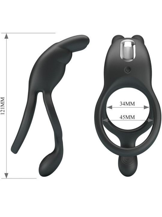 PRETTY LOVE - SETH DOBLE ANILLO VIBRADOR RABBIT 7 VIBRACIONES NEGRO DE LA MARCA PRETTY LOVE
