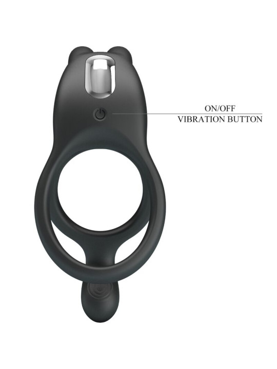PRETTY LOVE - SETH DOBLE ANILLO VIBRADOR RABBIT 7 VIBRACIONES NEGRO DE LA MARCA PRETTY LOVE