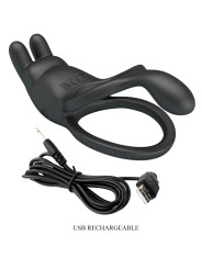 PRETTY LOVE - SETH DOBLE ANILLO VIBRADOR RABBIT 7 VIBRACIONES NEGRO DE LA MARCA PRETTY LOVE
