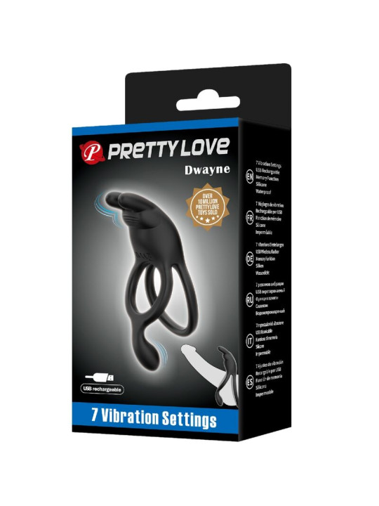 PRETTY LOVE - SETH DOBLE ANILLO VIBRADOR RABBIT 7 VIBRACIONES NEGRO DE LA MARCA PRETTY LOVE