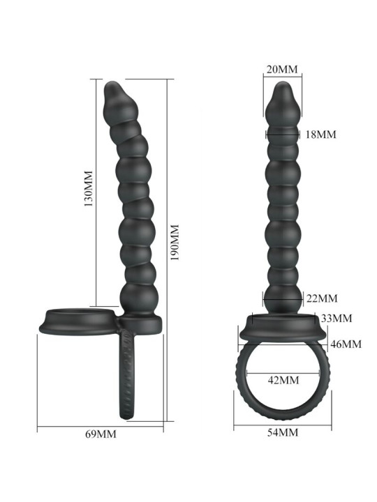ANILLO PENE DILLION PRETTY LOVE ESTIMULACIÓN ANAL NEGRO DE LA MARCA PRETTY LOVE
