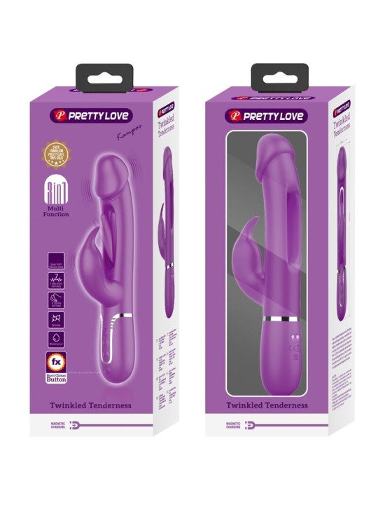 VIBRADOR RABBIT 3 EN 1 RECARGABLE CON LENGUA OSCILANTE DE LA MARCA PRETTY LOVE