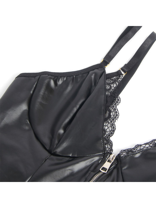 BODY NEGRO CON CREMALLERA Y LIGUEROS SUBBLIME L/XL DE LA MARCA SUBBLIME BODIES