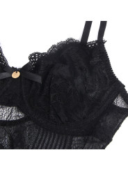BODY NEGRO DE ENCAJE CROTCHLESS CON PUSH-UP SUBBLIME DE LA MARCA SUBBLIME BODIES