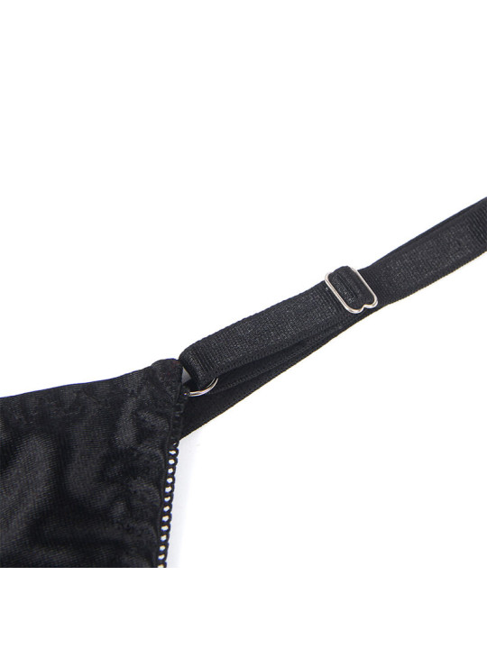 SET LENCERÍA SUJETADOR CON LAZO Y LIGUERO NEGRO SUBBLIME DE LA MARCA SUBBLIME SETS