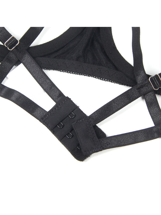 SET LENCERÍA SUJETADOR CON LAZO Y LIGUERO NEGRO SUBBLIME DE LA MARCA SUBBLIME SETS