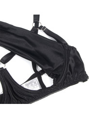 SET LENCERÍA SUJETADOR CON LAZO Y LIGUERO NEGRO SUBBLIME DE LA MARCA SUBBLIME SETS