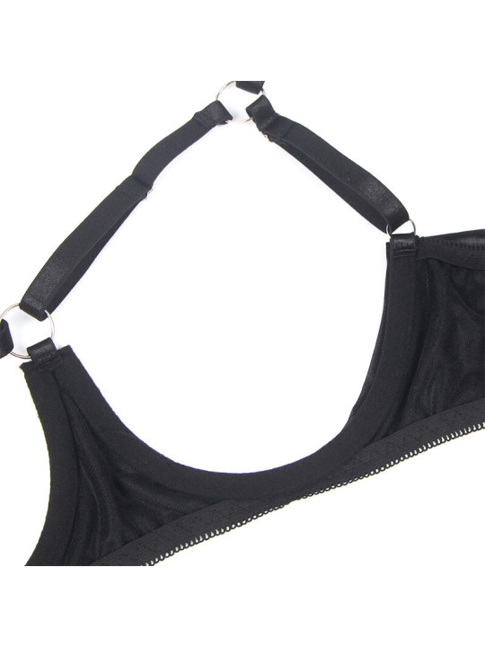 SET LENCERÍA SUJETADOR CON LAZO Y LIGUERO NEGRO SUBBLIME DE LA MARCA SUBBLIME SETS