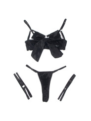 SET LENCERÍA SUJETADOR CON LAZO NEGRO Y LIGUERO SUBBLIME DE LA MARCA SUBBLIME SETS