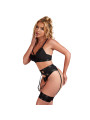 SET LENCERÍA BONDAGE NEGRO CON PORTALIGAS Y SUJETADOR DE LA MARCA SUBBLIME SETS