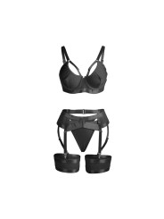 SET LENCERÍA BONDAGE NEGRO CON PORTALIGAS Y SUJETADOR DE LA MARCA SUBBLIME SETS