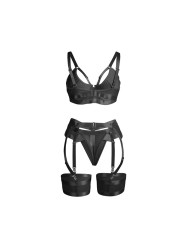 SET LENCERÍA BONDAGE NEGRO CON PORTALIGAS Y SUJETADOR DE LA MARCA SUBBLIME SETS