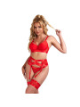 SET LENCERÍA BONDAGE ROJO CON PORTALIGAS Y SUJETADOR DE LA MARCA SUBBLIME SETS