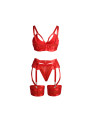 SET LENCERÍA BONDAGE ROJO CON PORTALIGAS Y SUJETADOR DE LA MARCA SUBBLIME SETS