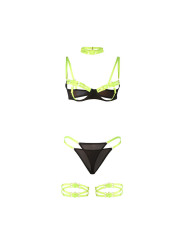 CONJUNTO LENCERÍA VERDE HOLLOW CUT SUJETADOR Y COLLAR S/M DE LA MARCA SUBBLIME SETS