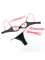 CONJUNTO LENCERÍA ROSA HOLLOW CUT CON TIRAS AJUSTABLES DE LA MARCA SUBBLIME SETS
