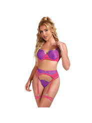 SUJETADOR CON ENCAJE Y LIGUEROS ROSA MORADO SUBBLIME L/XL DE LA MARCA SUBBLIME SETS