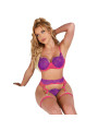 SUJETADOR CON ENCAJE Y LIGUEROS ROSA MORADO SUBBLIME L/XL DE LA MARCA SUBBLIME SETS