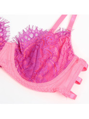 SUJETADOR CON ENCAJE Y LIGUEROS ROSA MORADO SUBBLIME L/XL DE LA MARCA SUBBLIME SETS