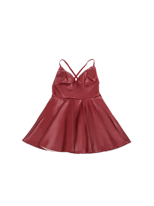 CAMISÓN SEXY BURDEOS CON TIRANTES DE CUERO PU - SUBBLIME DE LA MARCA SUBBLIME DRESSES