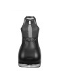 VESTIDO HALTER NEGRO CON TRANSPARENCIAS Y CUERO PU DE LA MARCA SUBBLIME DRESSES