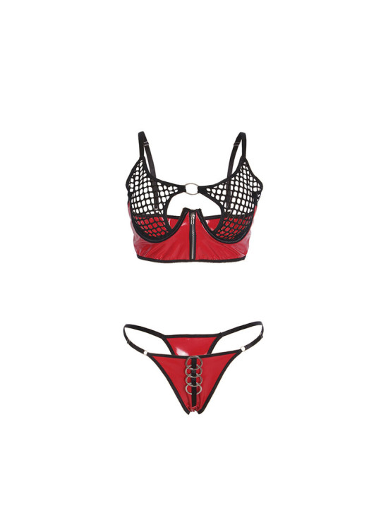 CONJUNTO LENCERÍA ROJO MALLA Y CREMALLERA SUBBLIME DE LA MARCA SUBBLIME SETS