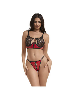 CONJUNTO LENCERÍA ROJO MALLA Y CREMALLERA SUBBLIME L/XL DE LA MARCA SUBBLIME SETS